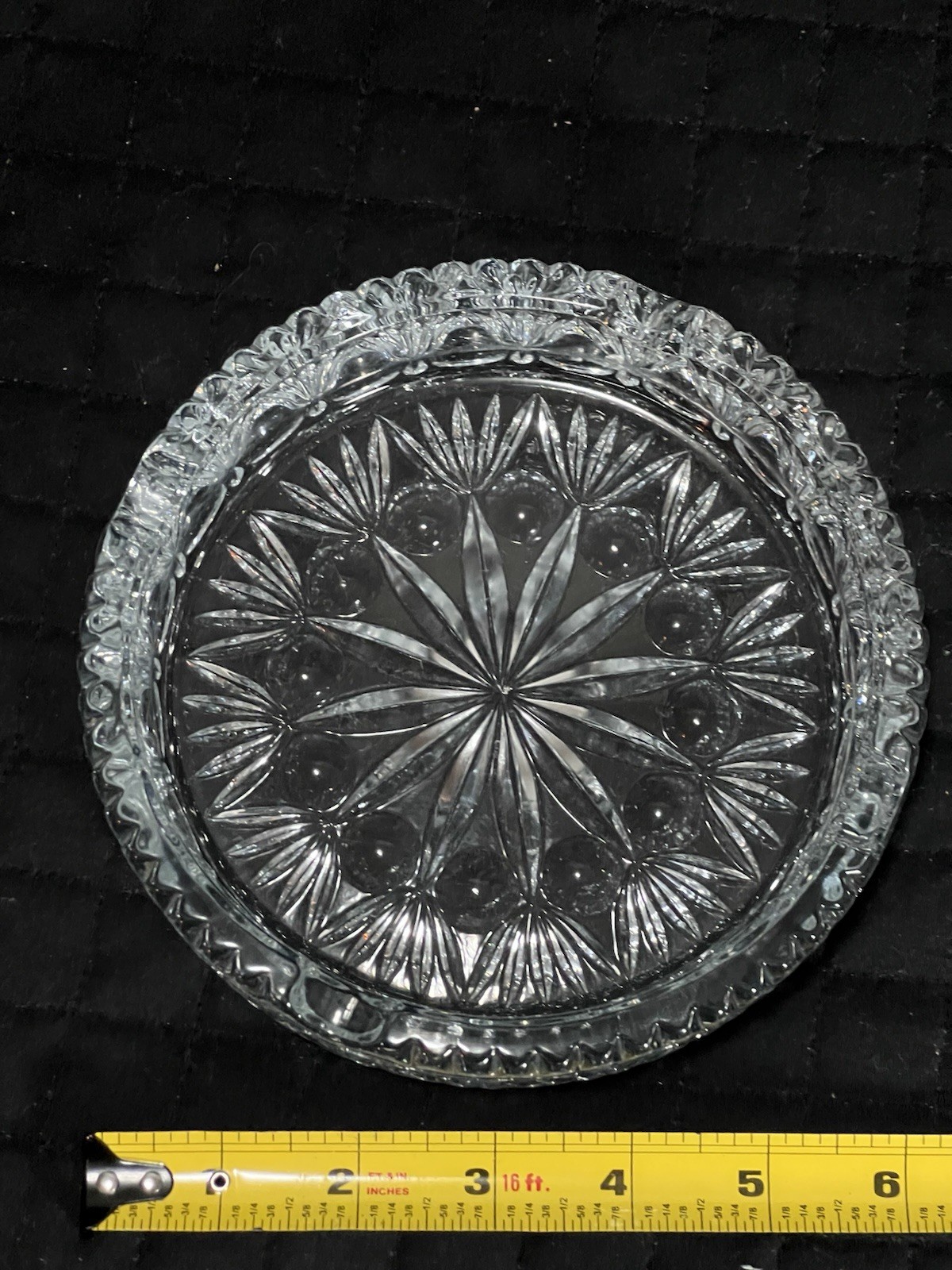 Princess House 24% Lead Crystal Glass 4 Cigarette Holder Ashtray 6″ Diameter