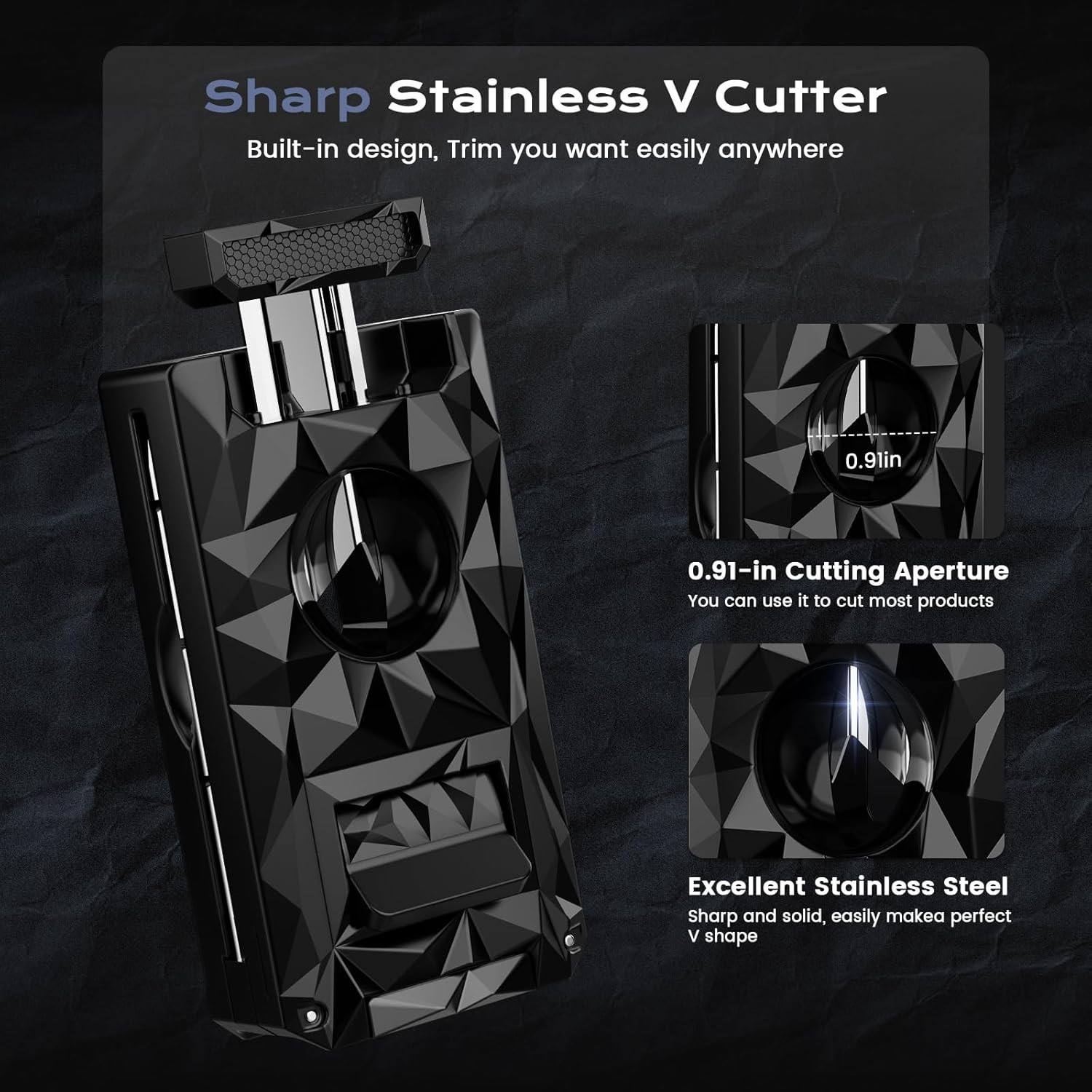 5-In-1 Windproof Lighter with Punch, Draw Enhancer, Holder, Triple Jet Flames an