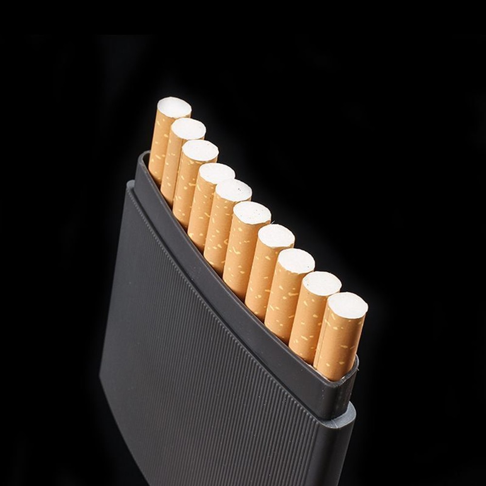 Arched Men’s Cigarette Case 10 Pack Smoke Control Ultra-thin Stainless Steel NEW