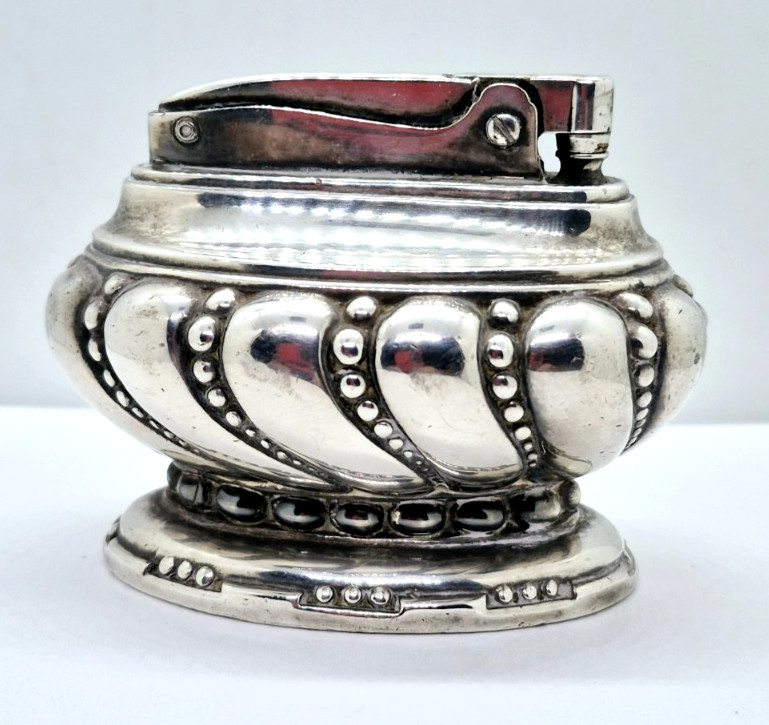 Ronson Crown Lighter Tabletop Art Deco Silver Plate USA