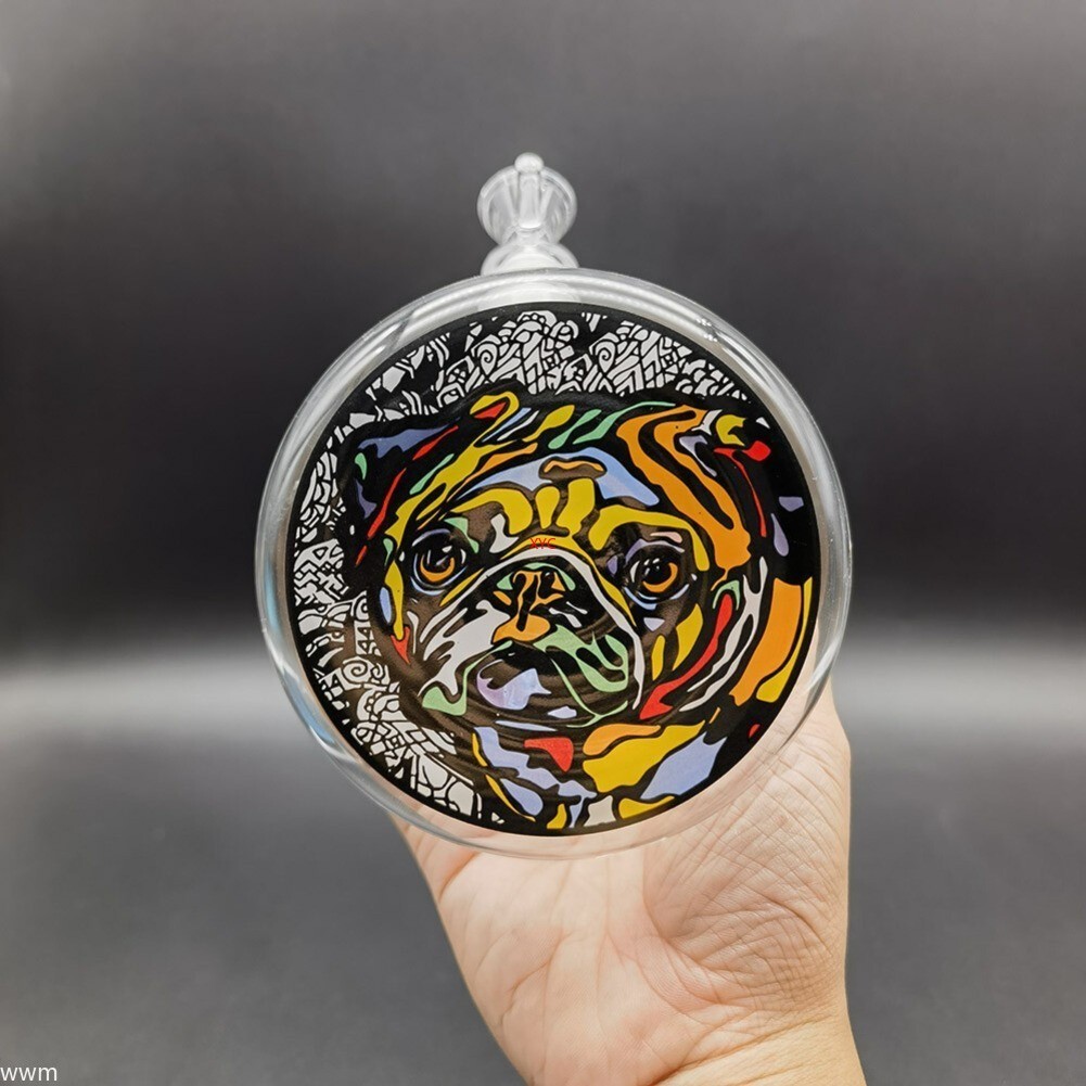 10″ Abstract Dog Pattern Glass Bong Smoking Hookah Water Pipe Bubbler 14mm Bowl