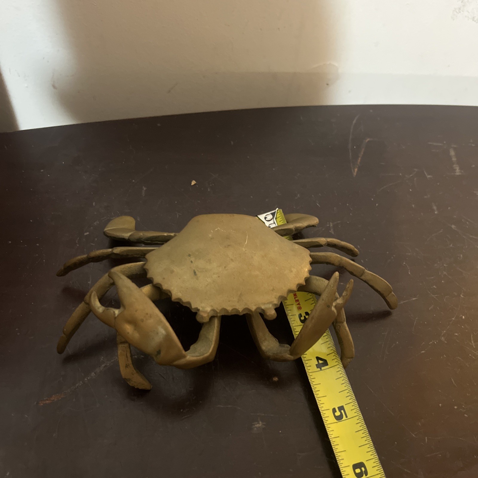 Vintage Hinged Brass Crab Lift Top Trinket Dish Cigarette Ashtray 7 “