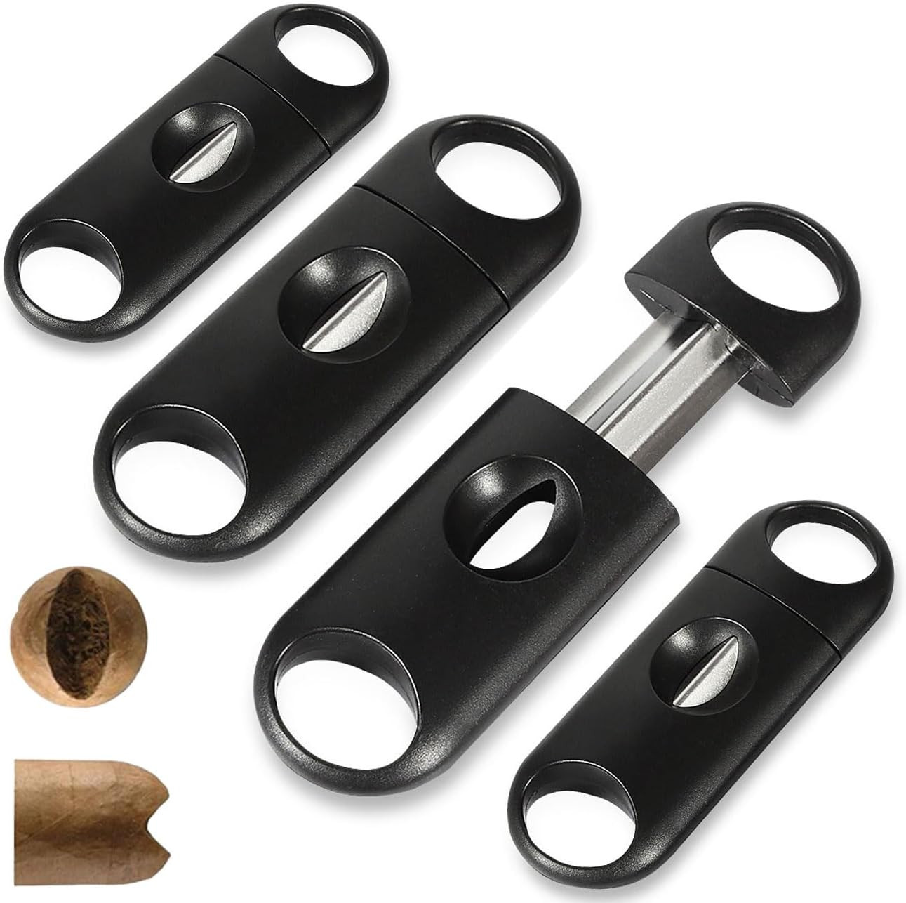 V-Cut Cigar Cutter Wedge Cut Portable Cigar Cutters for Men(4Pack, Black)