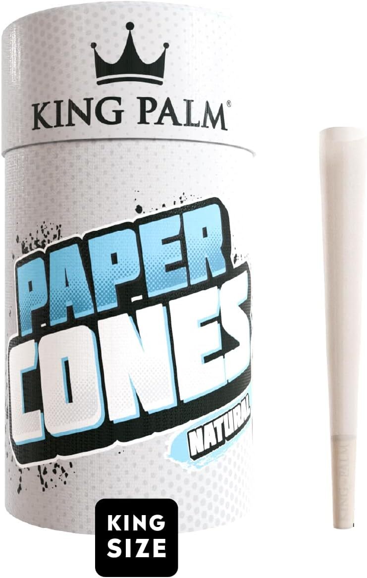 King Palm | King Size | Natural | Organic Prerolled Paper cone with Tips | 100Ct