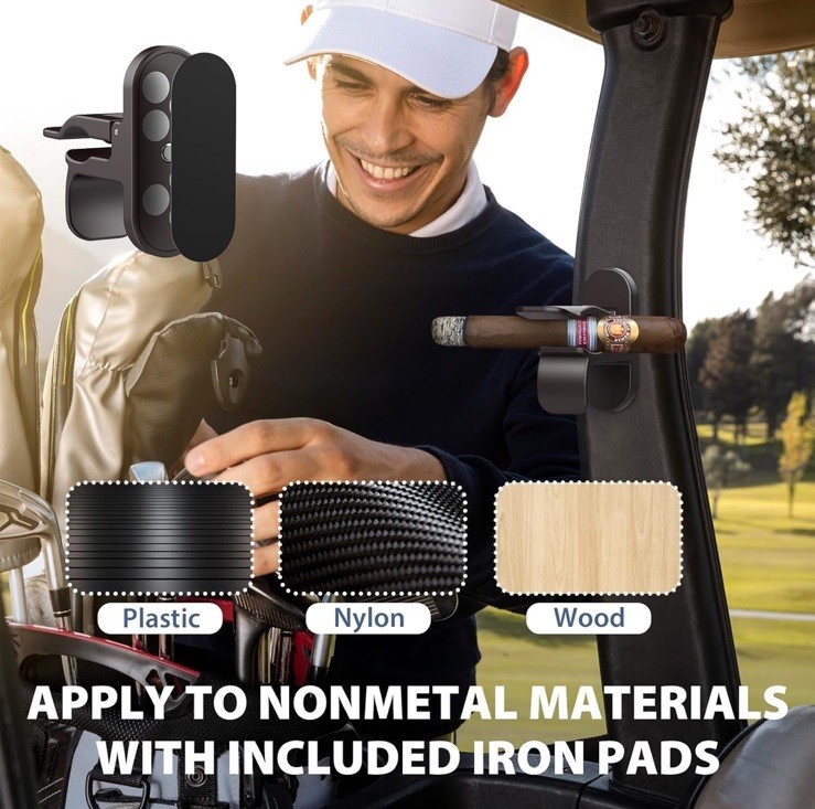 Strong Magnetic Cigar Holder Golf Cart Cigar Holder Clip Matte Zinc Cigar Tool
