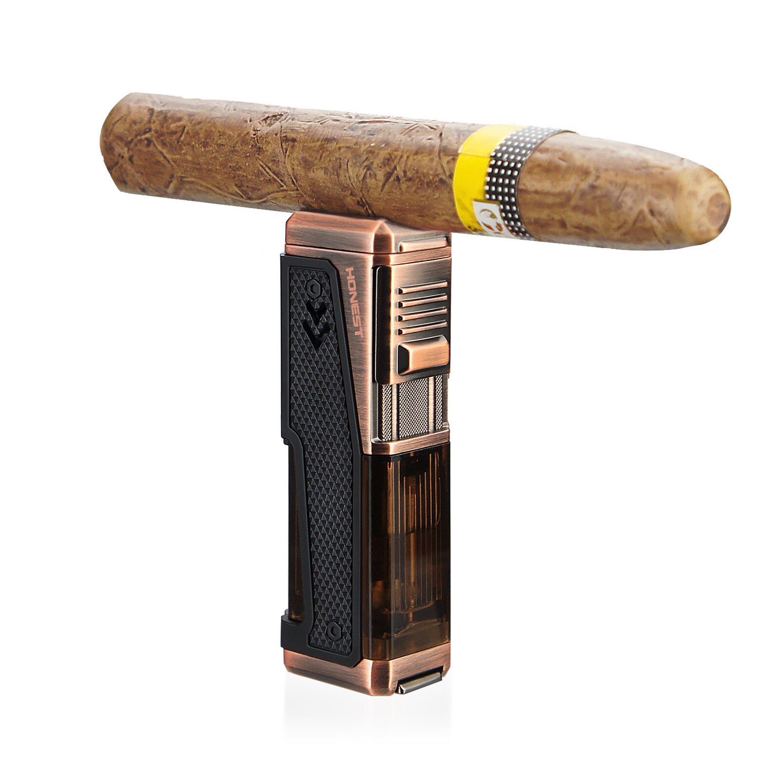 Windproof Cigar Lighters Metal Adjustable Torch Butane Lighter 3 Jet Blue Flame