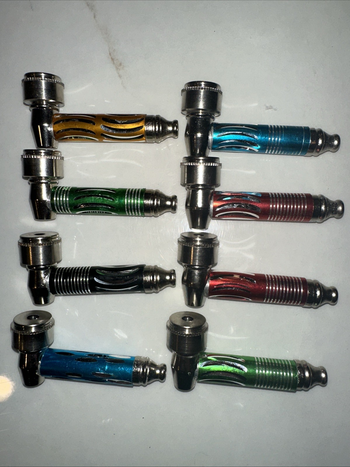 4ct 3” Metal Tobacco Smoking Hand Pipes with Caps FREE SHIP USA