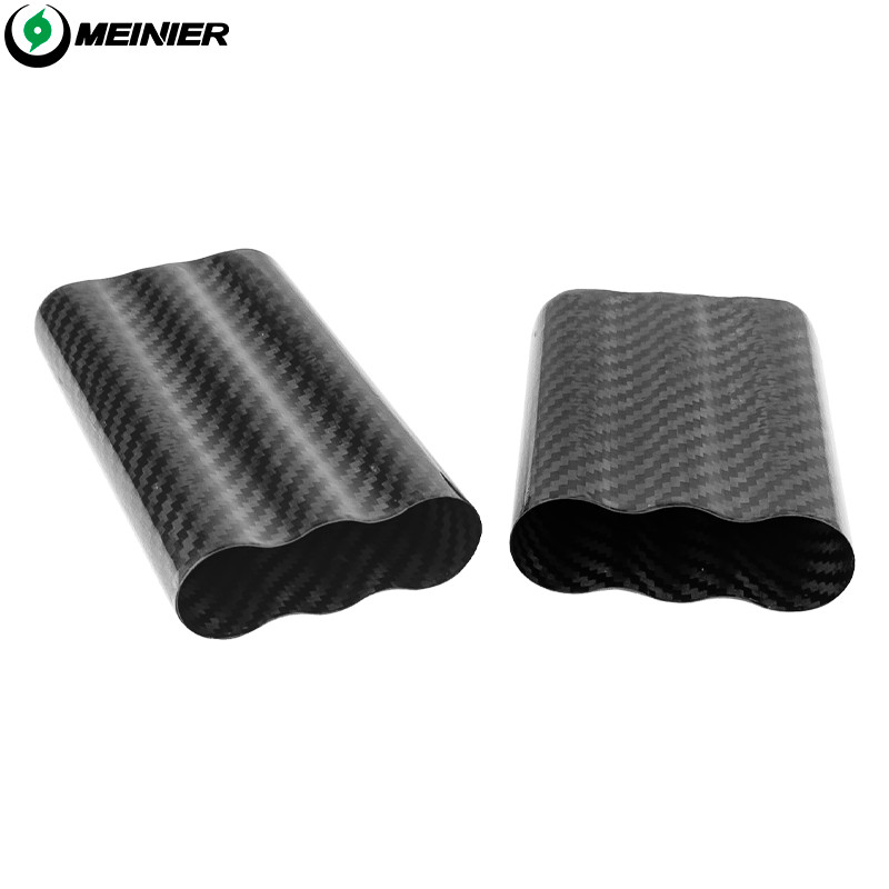 3K Glossy Travel Cigar Case Carbon Fiber Humidor Holder 3 Count W/ Gift Box