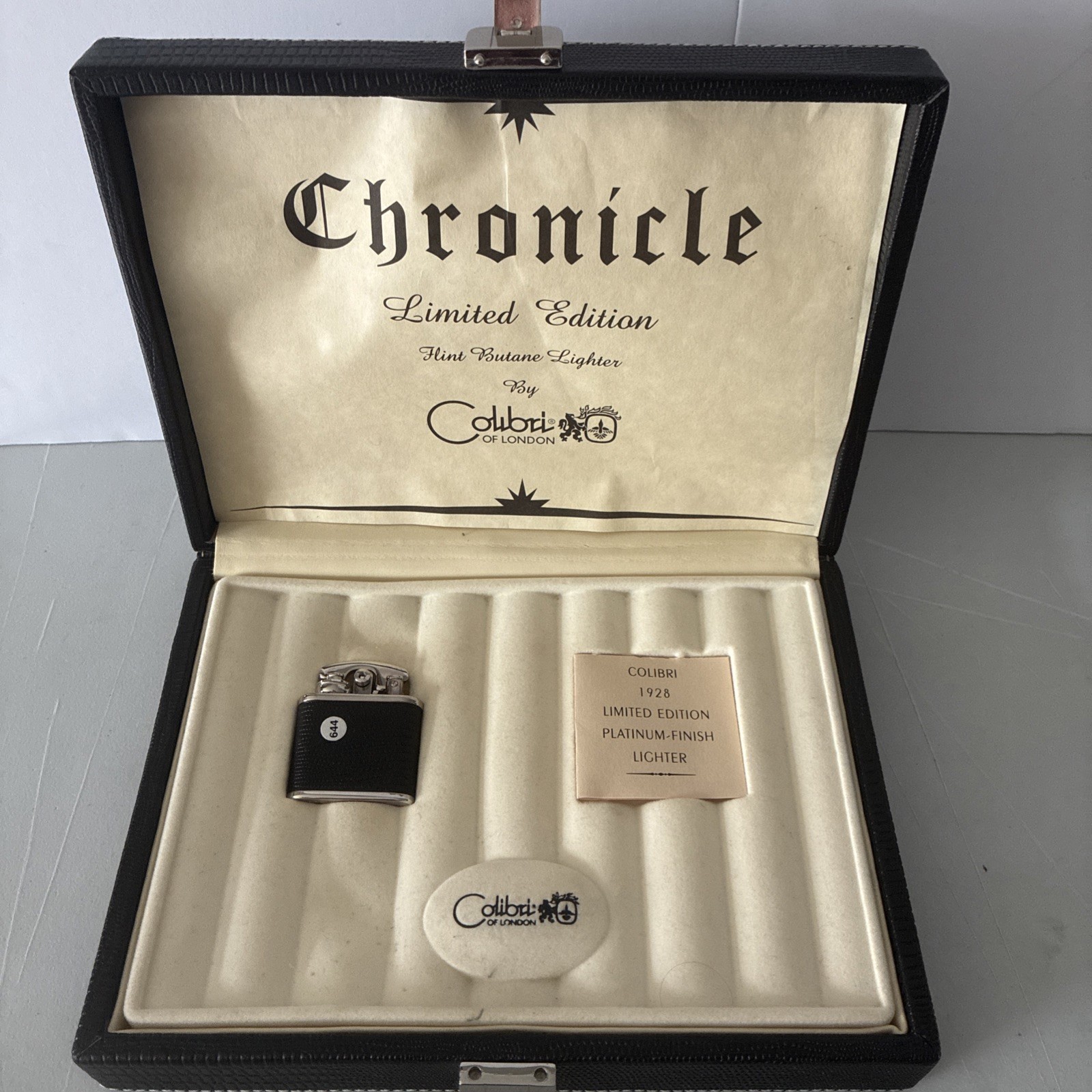 COLIBRI : Chronicle Limited Edition Flint, Butane, Lighter Leather Wrap and Case
