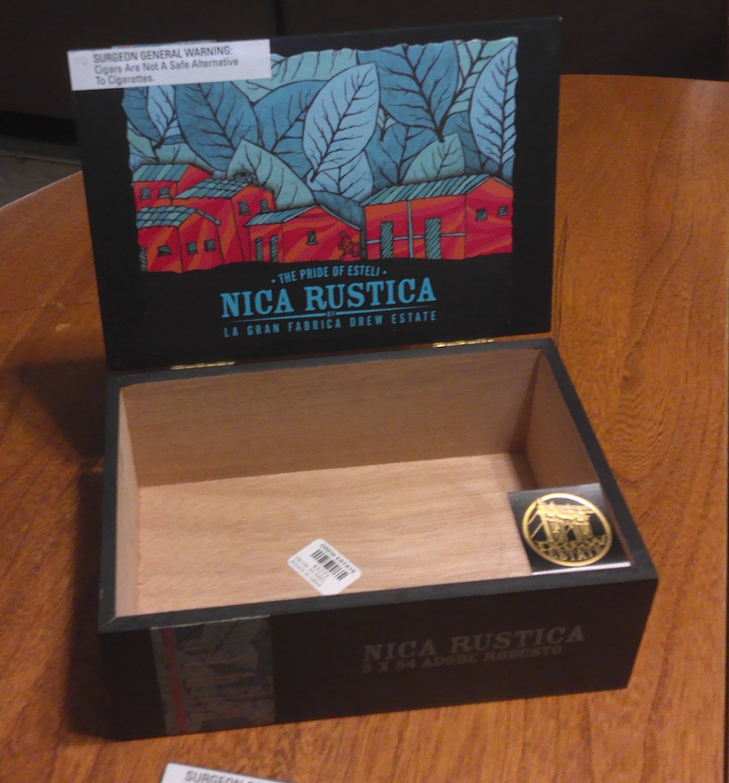 WOOD CIGAR BOX’s (2) Drew Estate-Nica Rustica Adobe Robusto Brands 8.5″x 5.75″x3