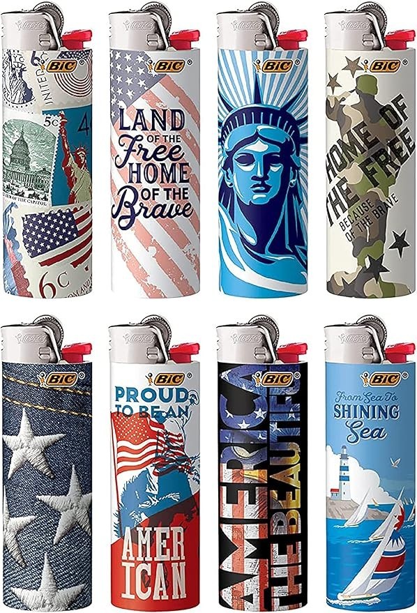 BIC Printed Lighters – PATRIOT Collection | 5-Count | Brand New | Free Shipping