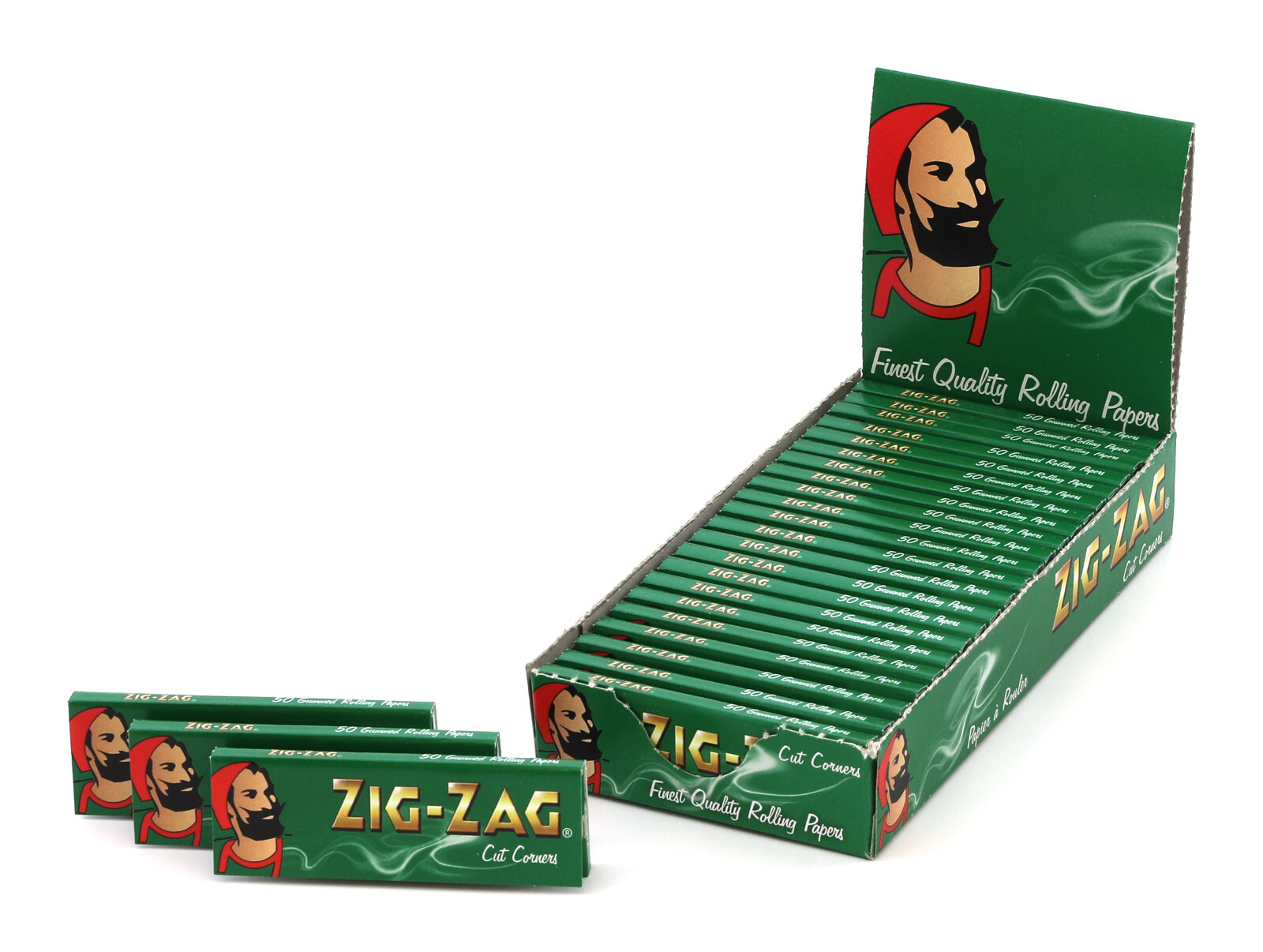1 box ZIG-ZAG Green Regular size 70mm Cut Corners Rolling – 25 booklets