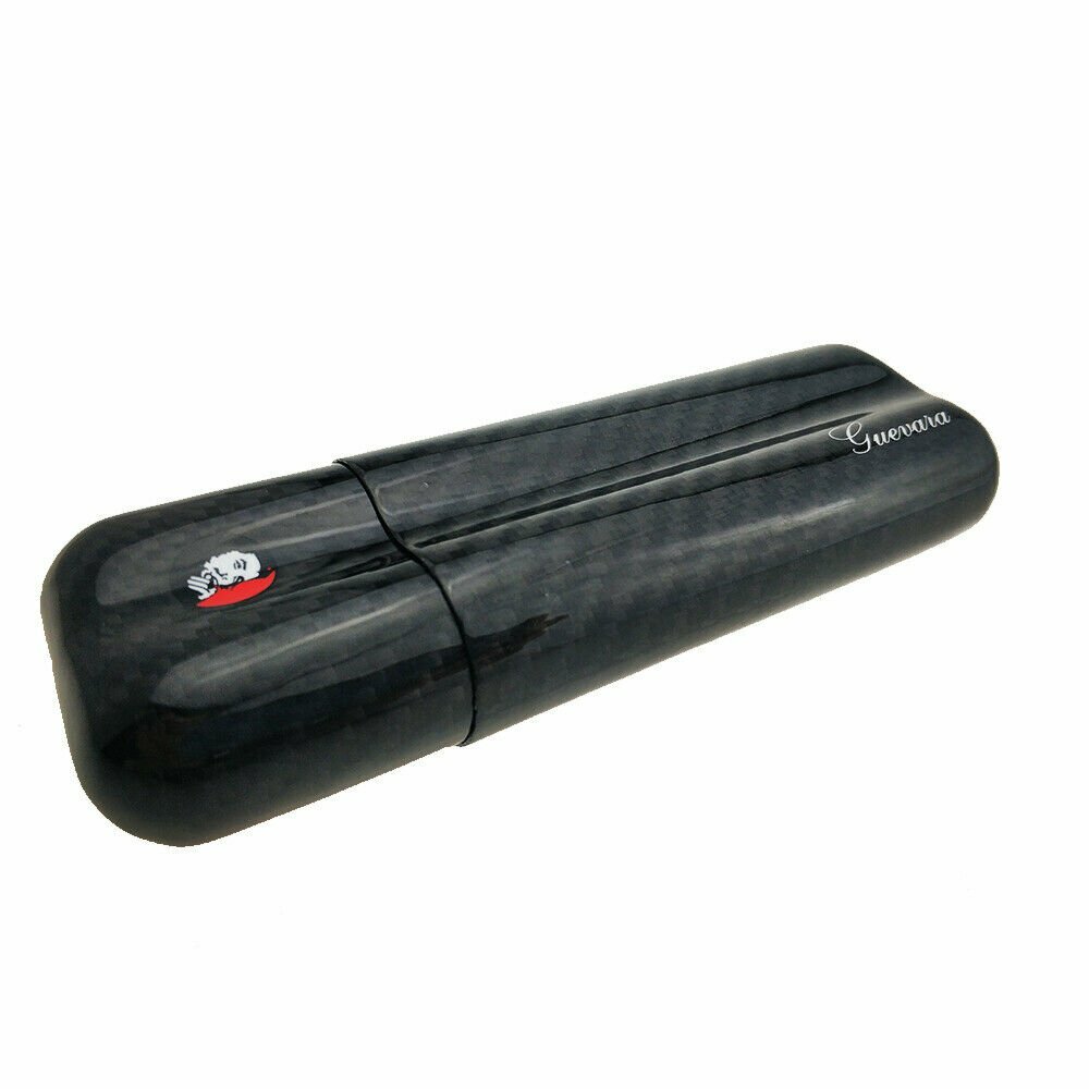 Black Carbon Fiber Cigar Case Holder 2 Cigar Portable 2 Tube Travel Case Gift