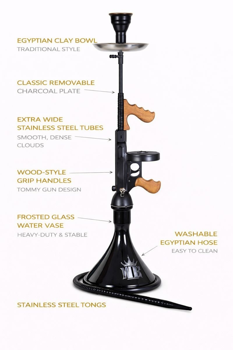 MOB TOMMY GUN HOOKAH 34″ | TOMMY-GB | BROWN & BLACK | 1CT | FREE SHIPPING