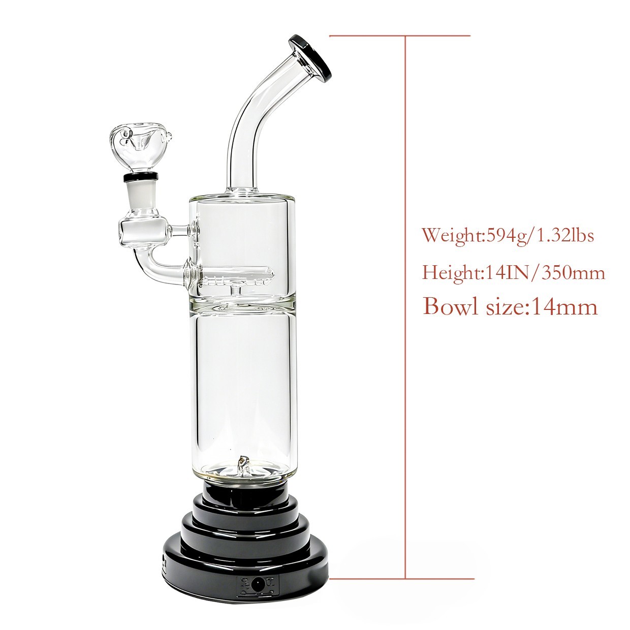 14” Plasma Electric Glass Bong Water Pipes Smoking Bongs W/ 14mm bowl Hookah