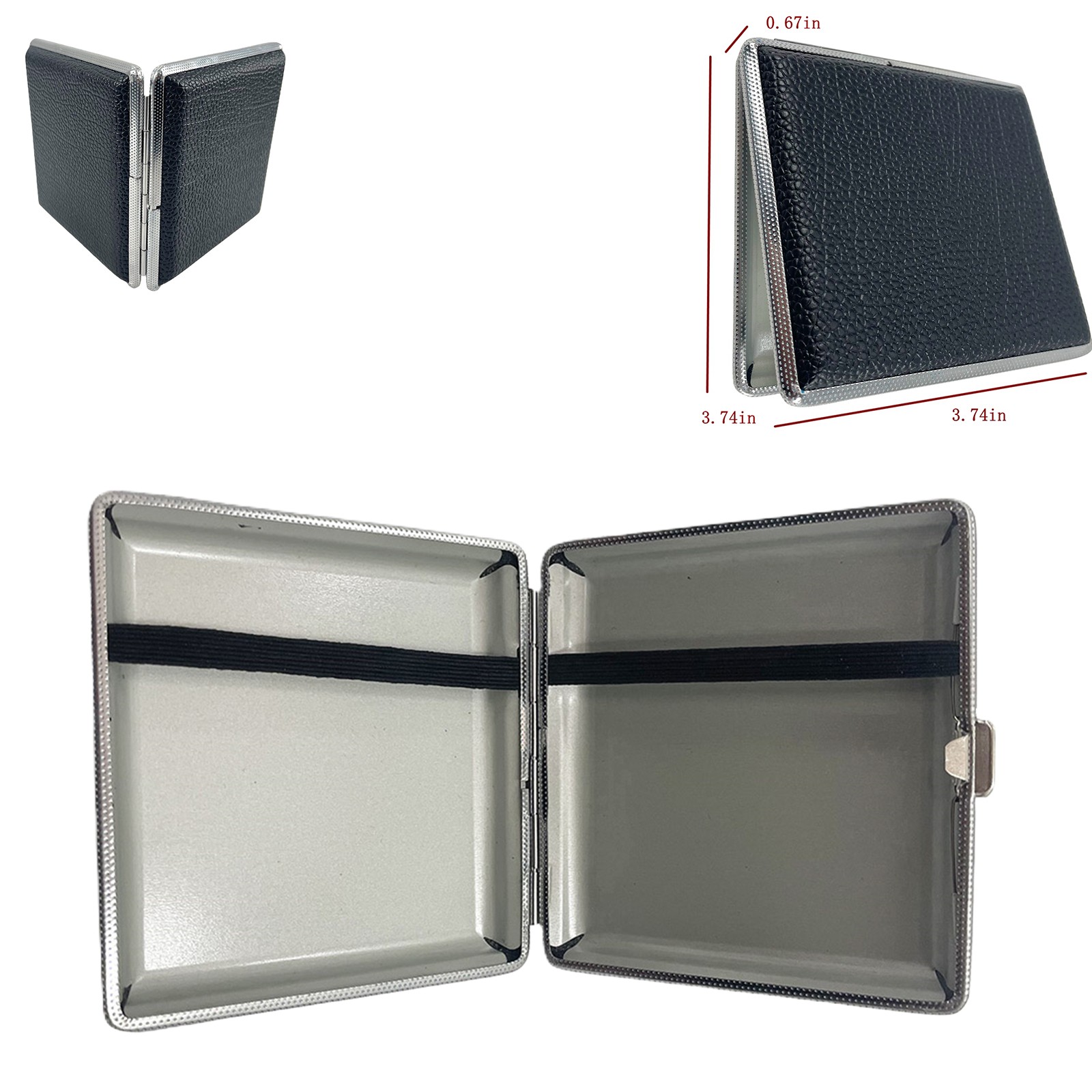 PU Leather Cigarette Case for 20 Regular Size Cigarettes Double Sided Clip