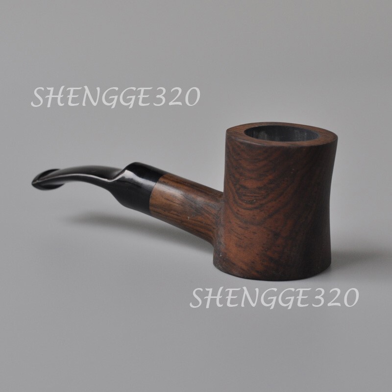 Portable Ebony Wooden Tobacco Pipe Sitter Poker Cherrywood 3mm Flue Bent Stem