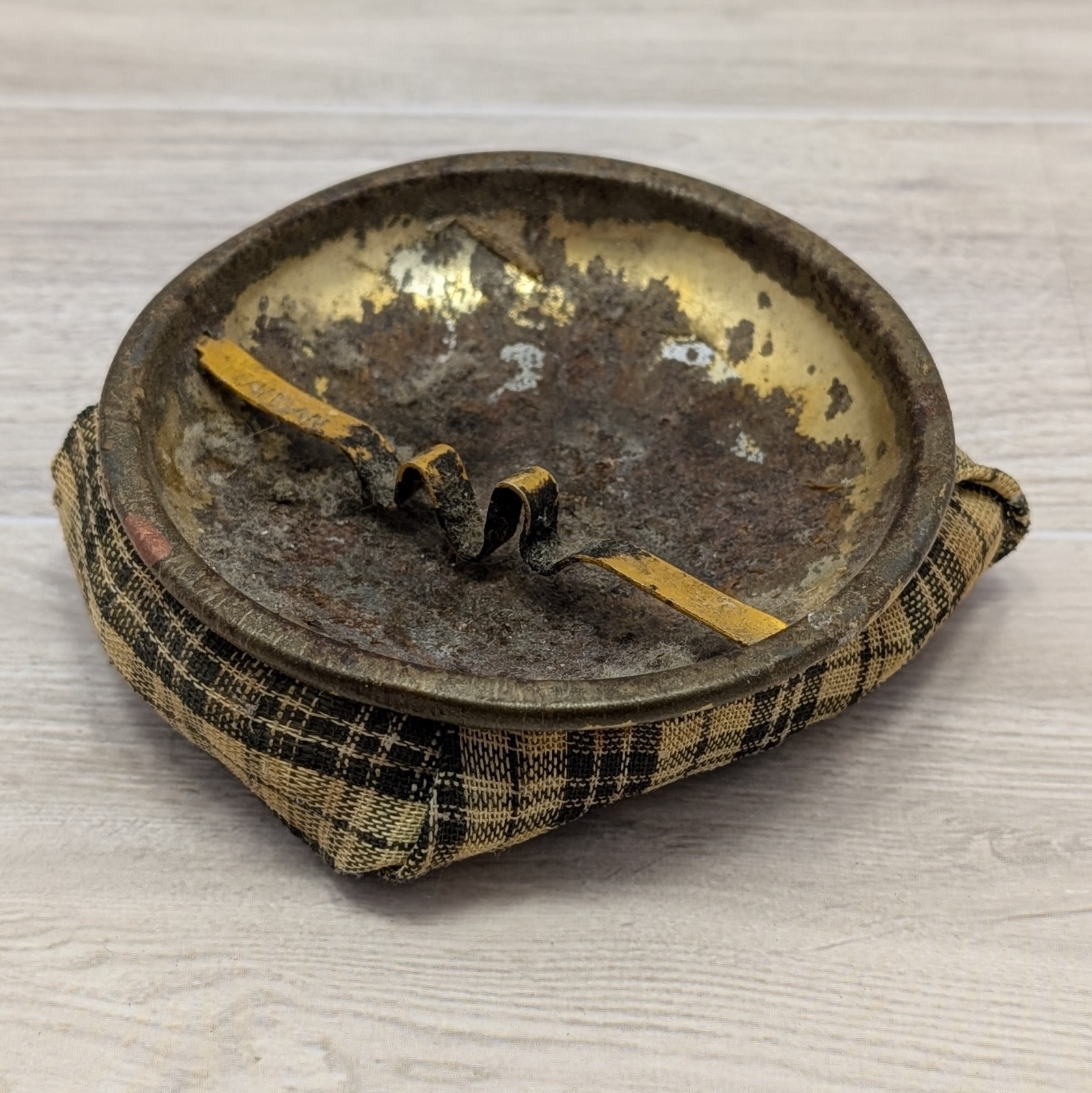 Vintage Plaid Bean Bag No Trip Ashtray With Aluminum Top Made in USA Retro