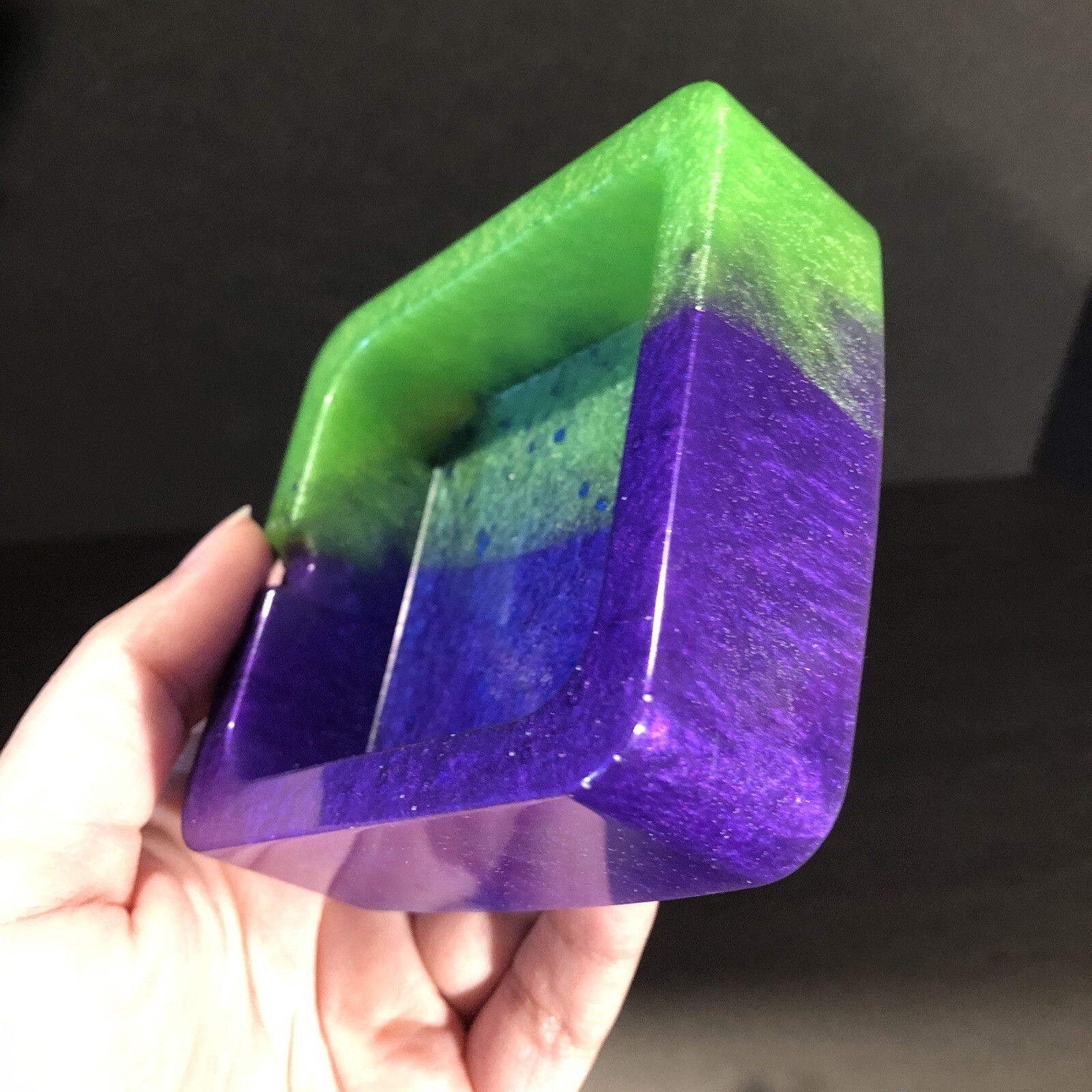 Blue Green And Purple Pearlescent Resin Small Square Ashtray