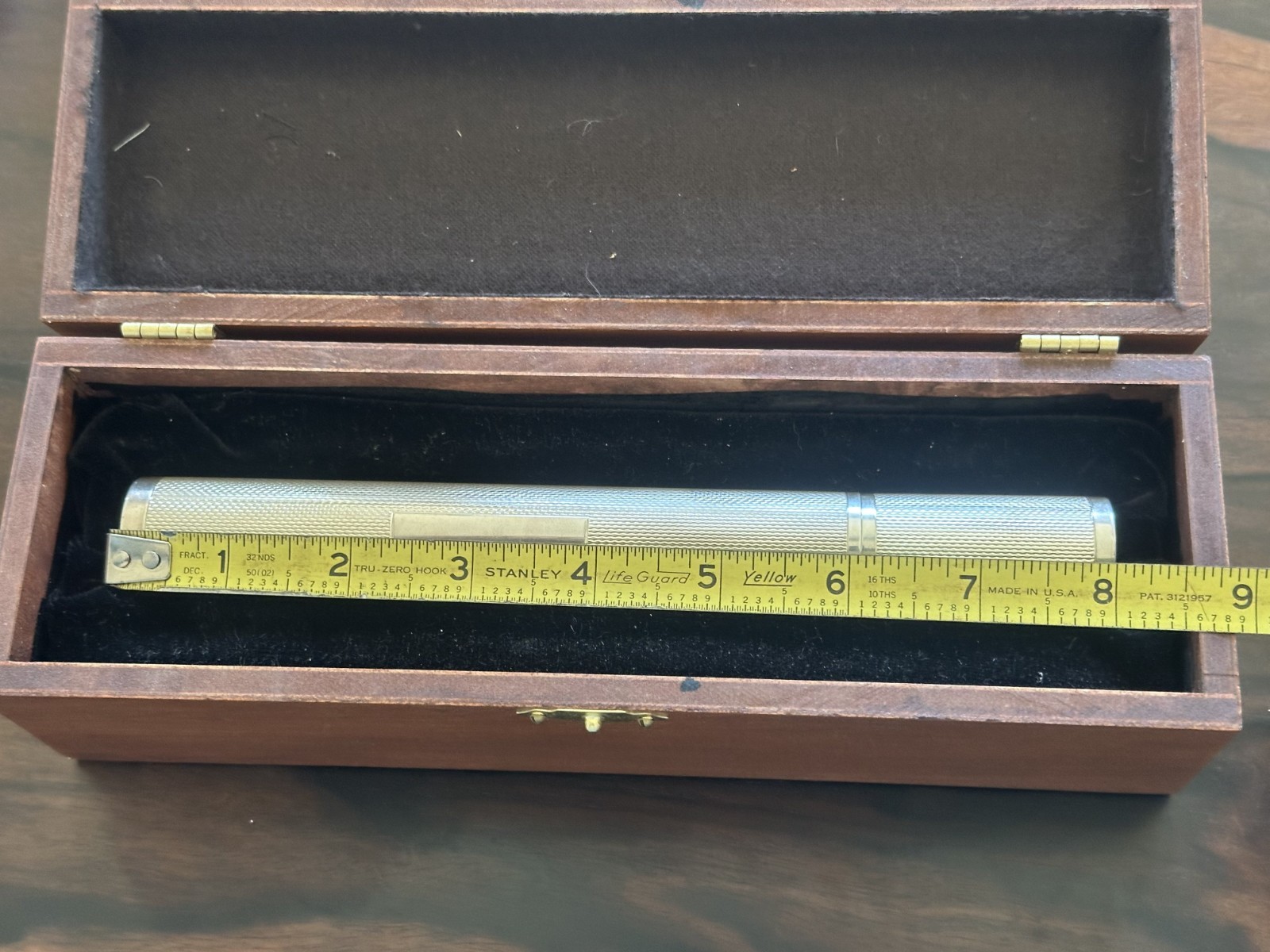 O’Meara Sterling Silver Engine-Turned Cigar Tube Case w/ Fitted Presentation Box