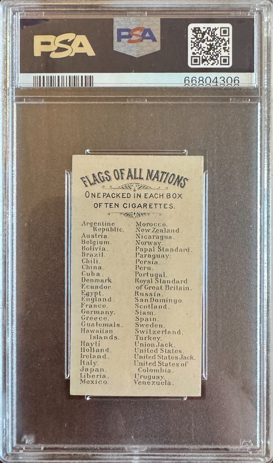 RUSSIA 1887 N9 Allen & Ginter Flags Of All Nations PSA 5 EX (NON FLARED A)