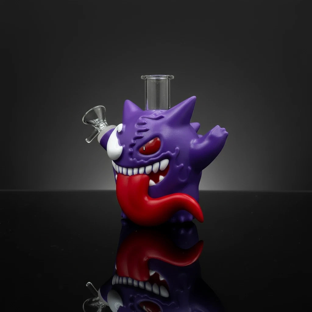 6” Purple Ghost Monster Silicone Glass Bong Hookah Pipe