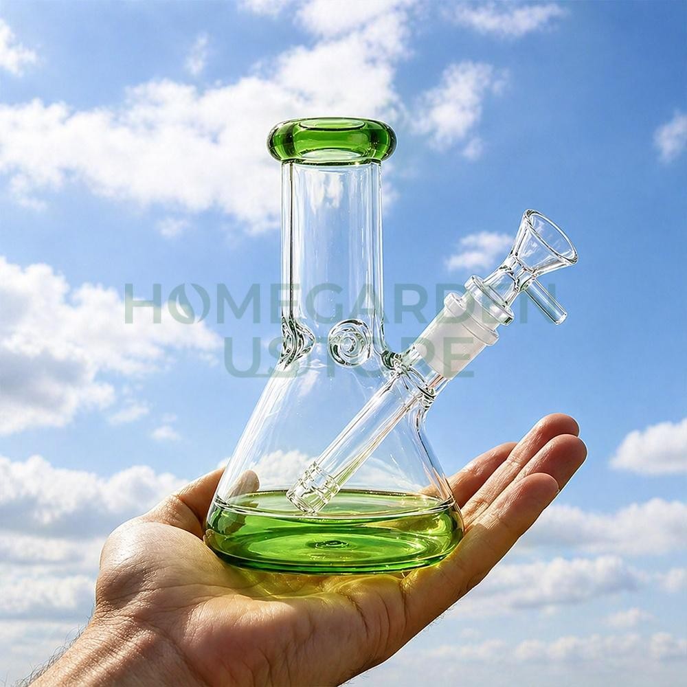 mall 6″ Green Glass Bong Thick Smoking Water Pipe Beaker Bubbler W/Bowl USA