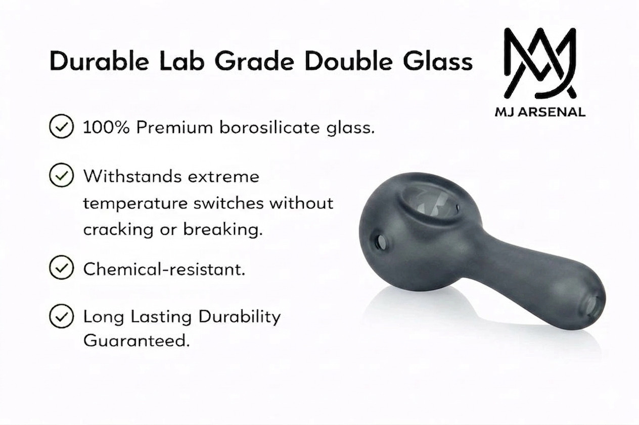 MJ Arsenal Sandblasted Pioneer Frosted Borosilicate Double Glass Spoon Hand Pipe
