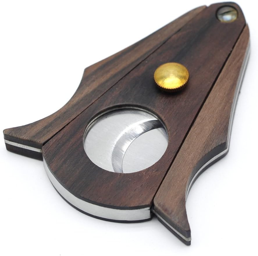 Cigar Cutter Lock System Wood Stainless Steel Double Cut Blade Cigar Guillotine