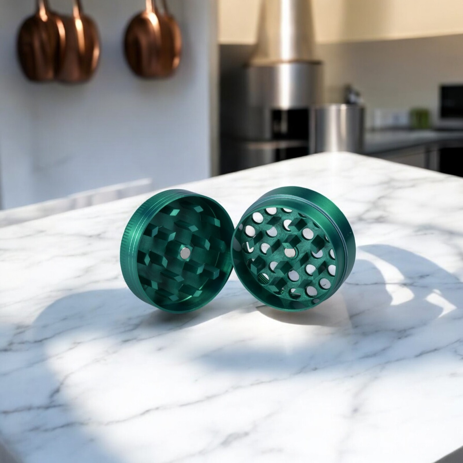 Puffcity Premium Herb Grinder – Spice Grinder Manual – Tobacco Herb Mill- Blue