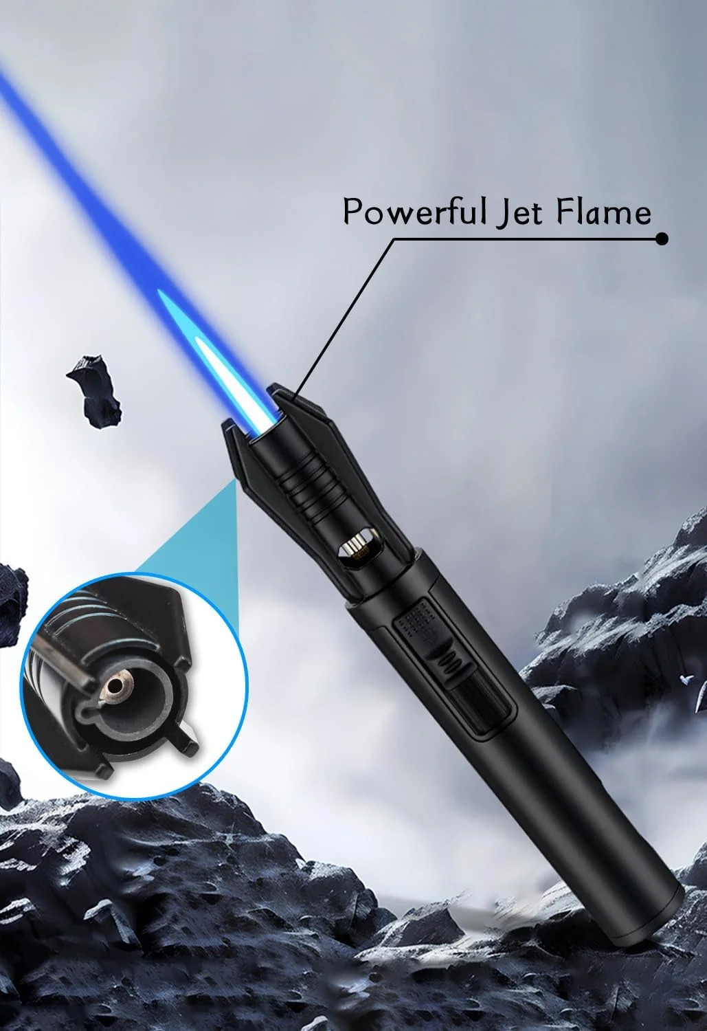 Torch Lighter – Windproof Jet Flame Refillable Butane Lighter with Adjustable F