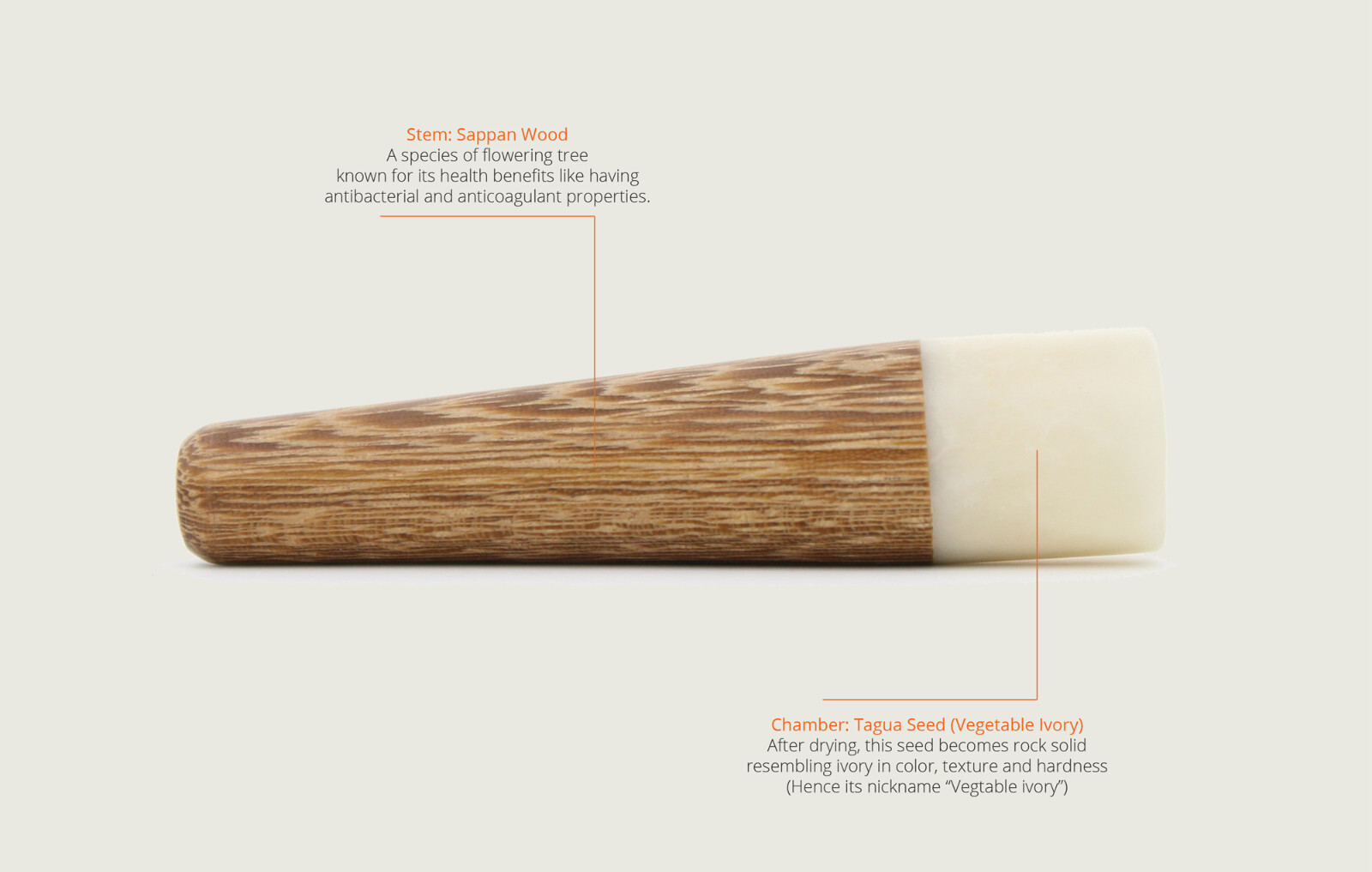 Wood and Tagua Pipe Handmade Fair Trade