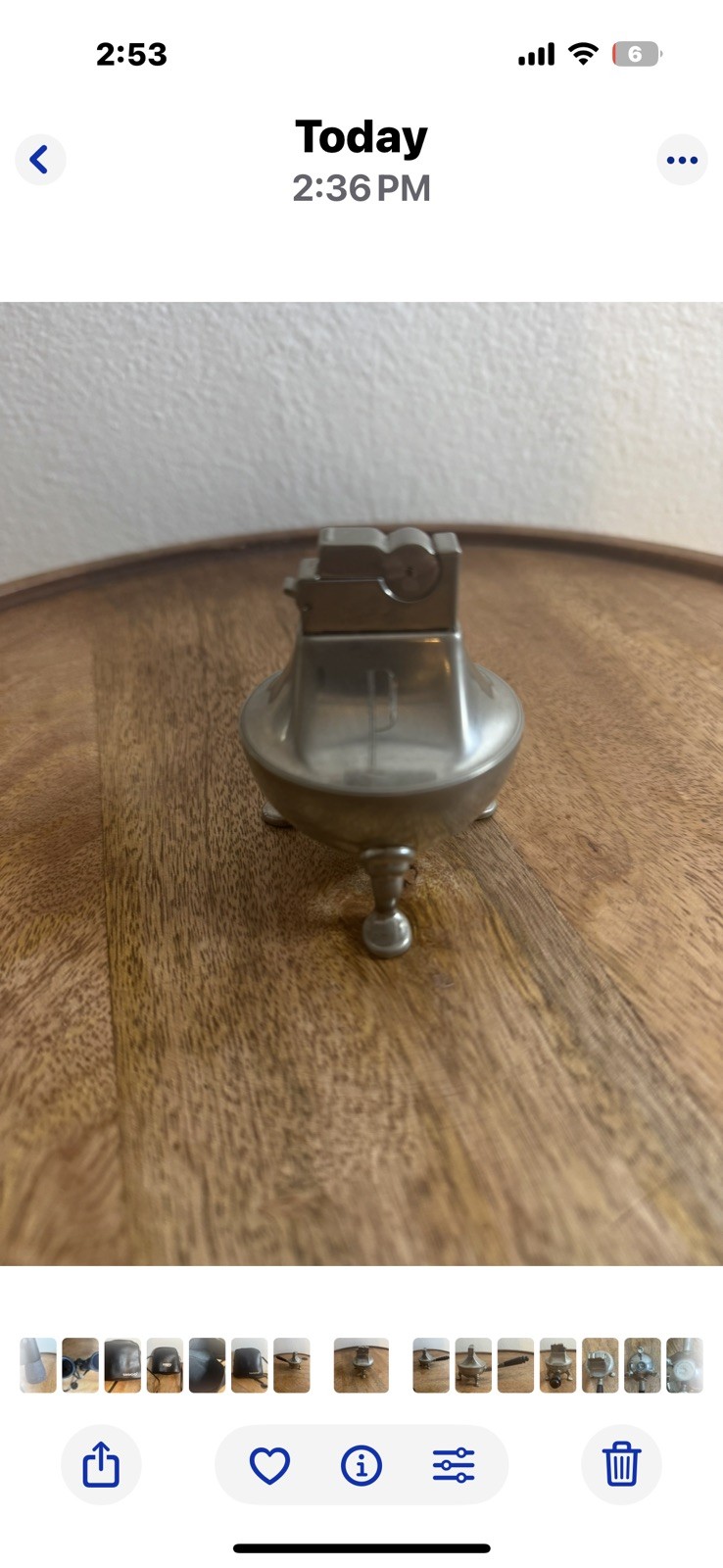 Vintage Lighter Footed Kettle Rhodium Finish Chrome Black Handle ASR 5″ X 3″ USA
