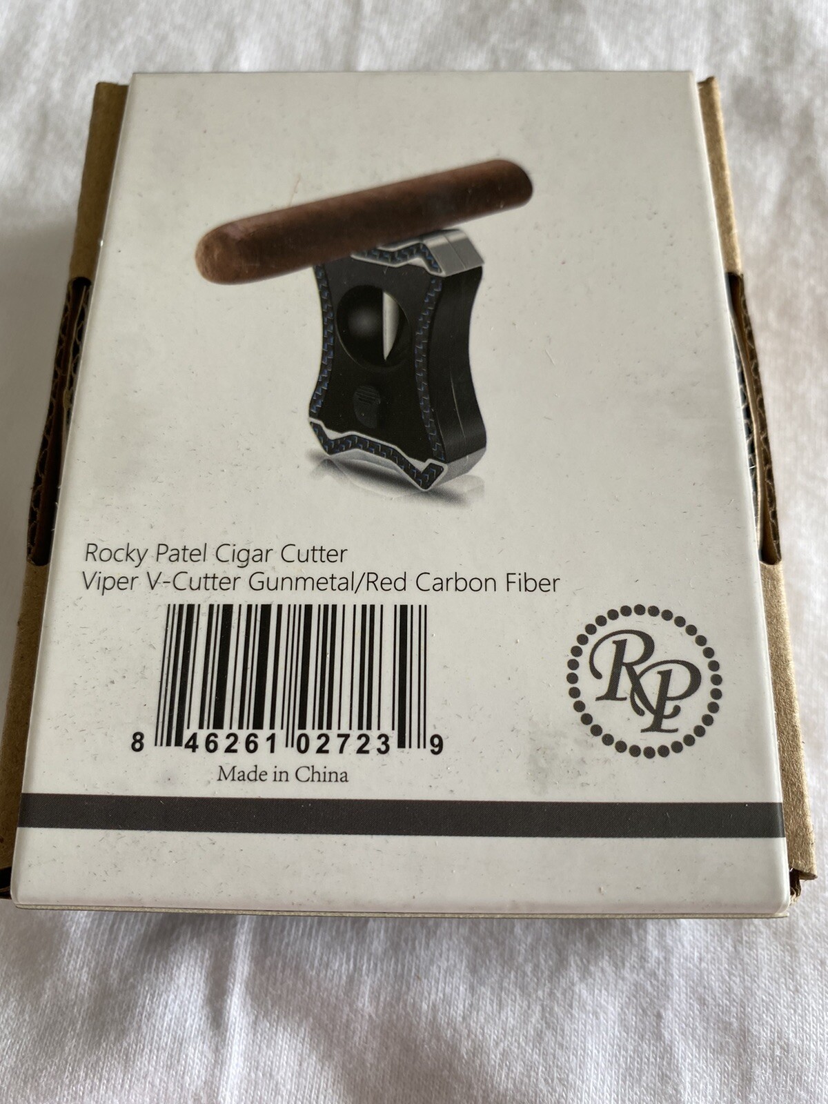 Rocky Patel Viper V-Cut Cigar Cutter – Gunmetal and Red Carbon Fiber – New