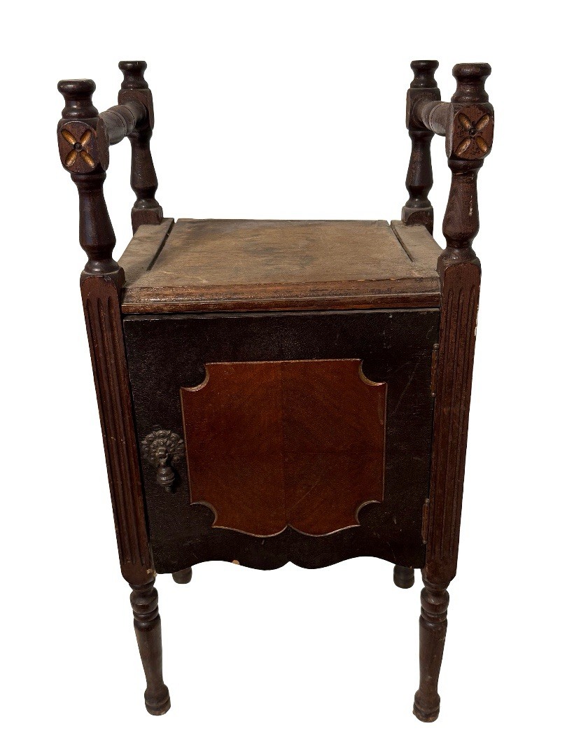 Antique 1920 Walnut Smoker Cabinet Humidor Smoking Stand Copper Lined Table Prim