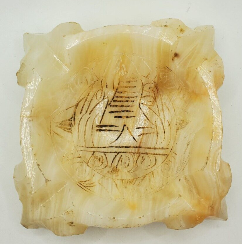 Onyx Marble Onyx Carved & Etched Ashtray Sage Incense Trinket Tray