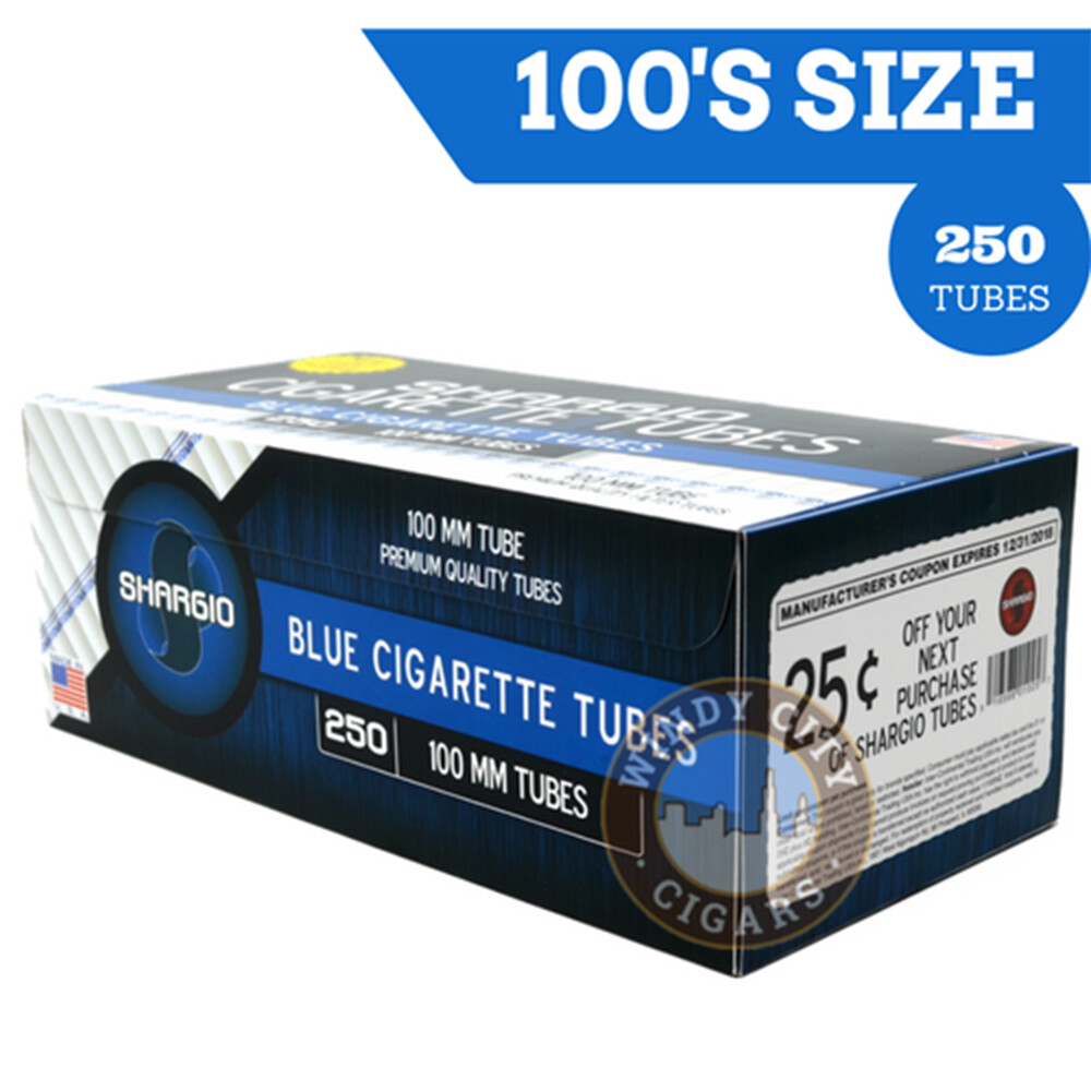 Shargio Light Flavor Filtered Cigarette RYO Tubes Tobacco 100MM Blue – 250 Count