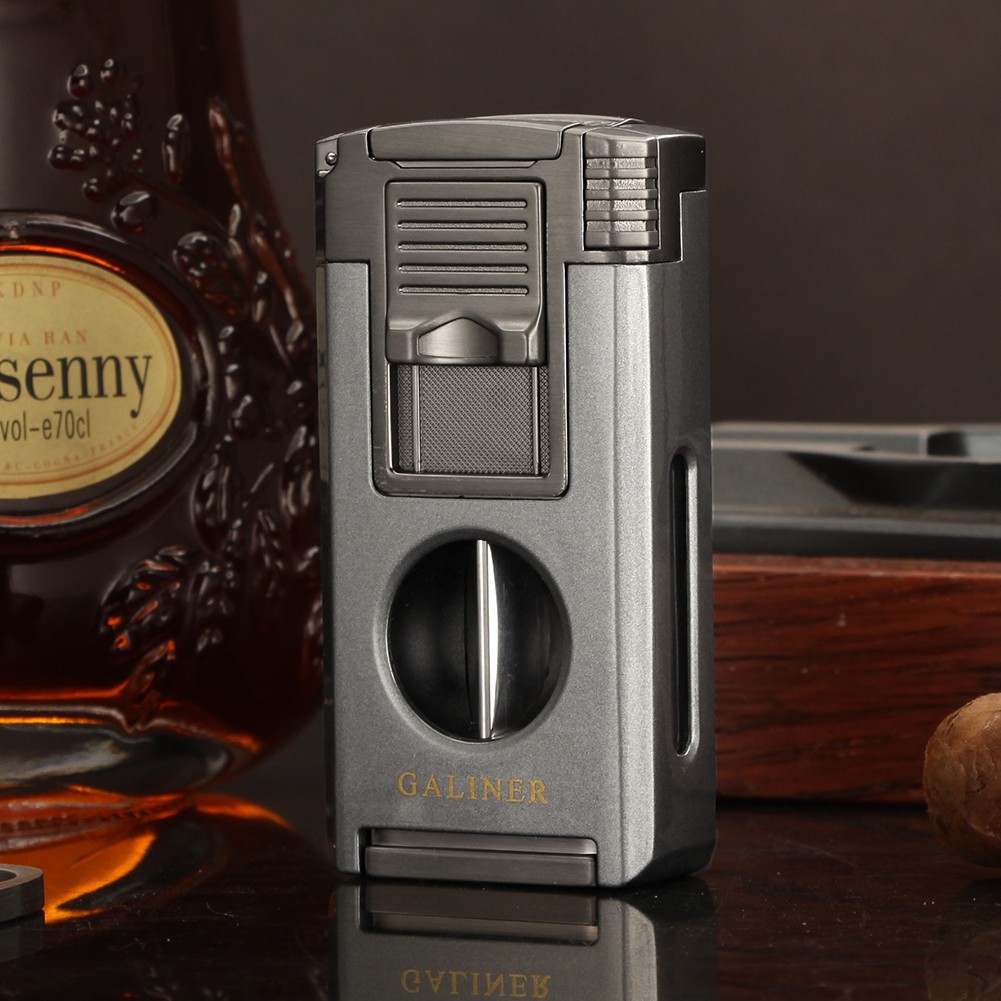 Galiner Metal Windproof Cigar Lighter 1 Jet Flame Refillable Gas Torch Lighters