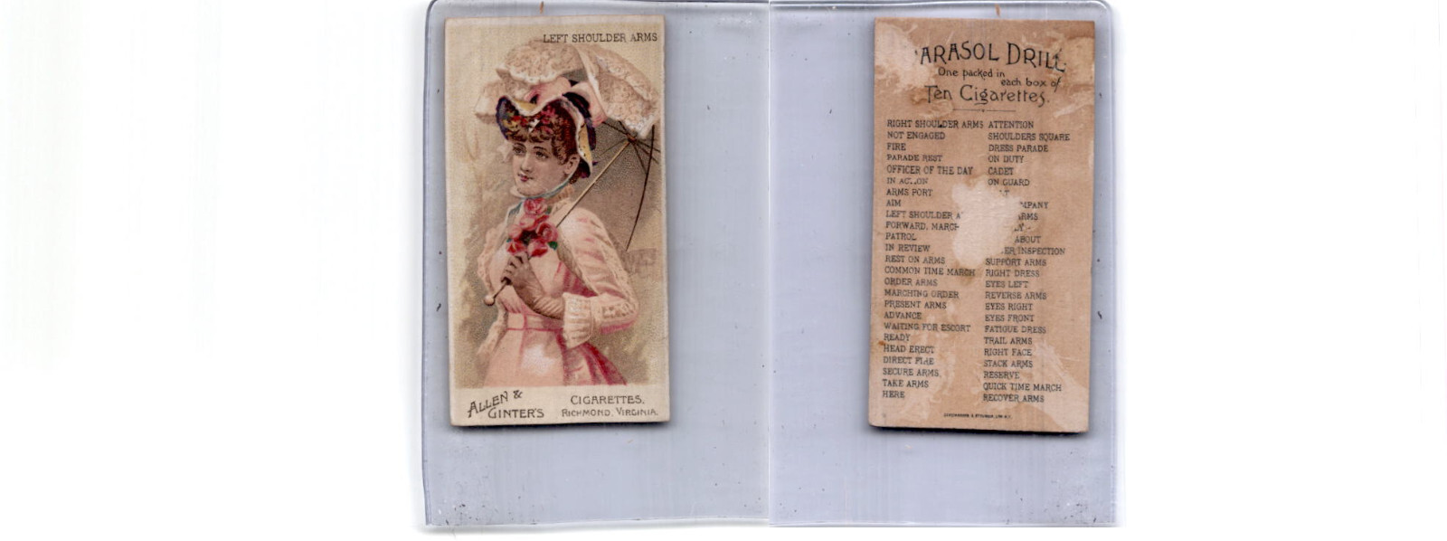 N18 Allen & Ginter, Parasol Drill, 1888, Left Shoulder Arms