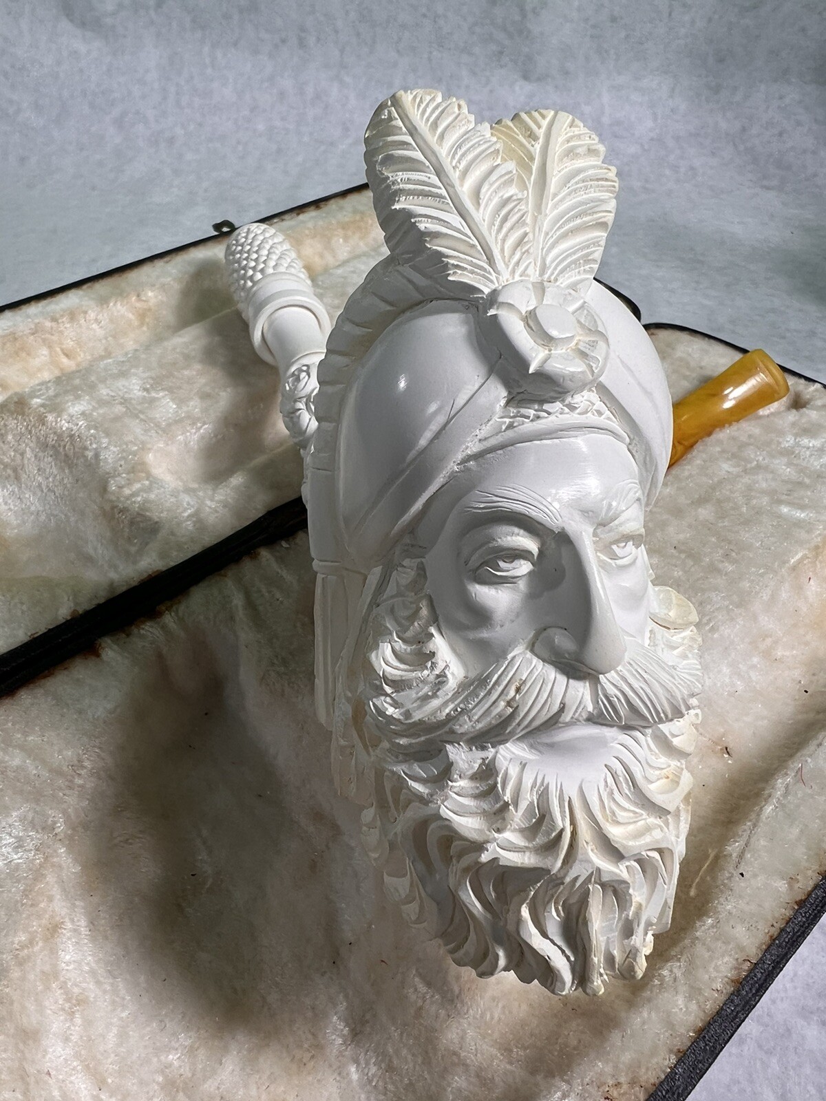 HUGE Vintage Turban Sultan Meerschaum Pipe never used VGC 15 inches long