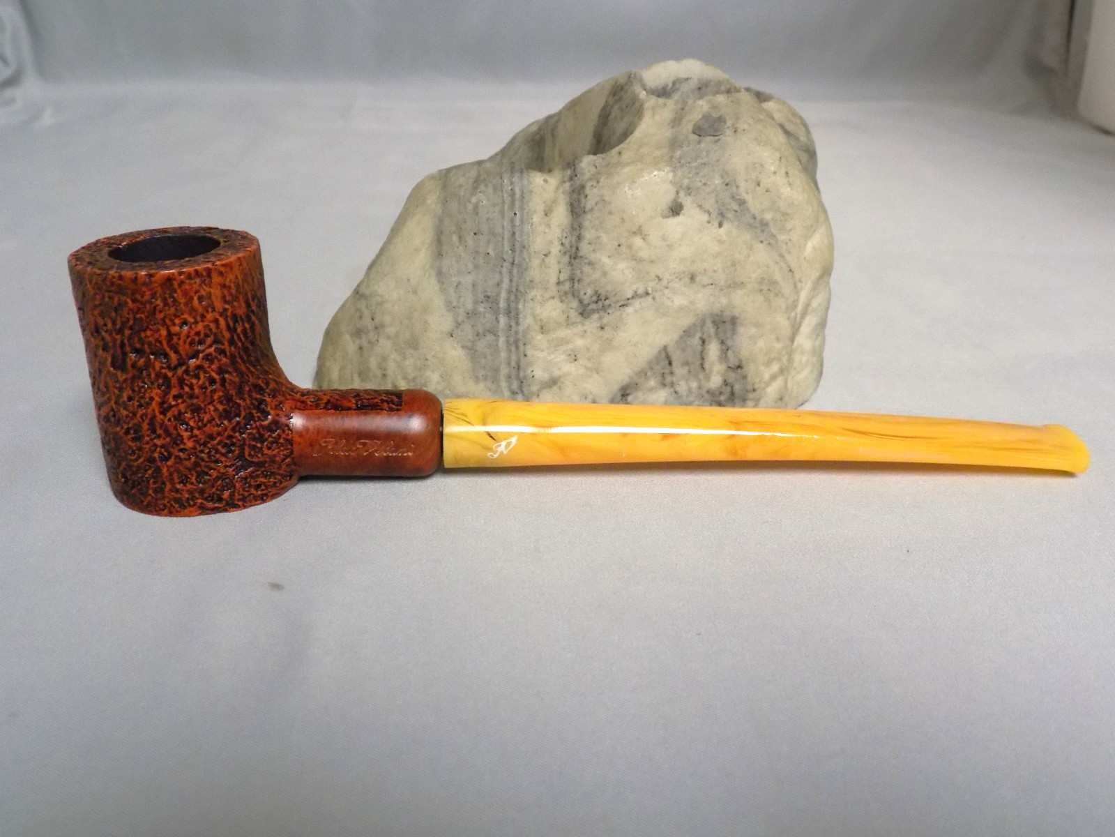 ALDO VELANI 7″ BROWN BLAST ENGLISH POKER BRIAR PIPE ACRYLIC STEM NEW UNSMOKED