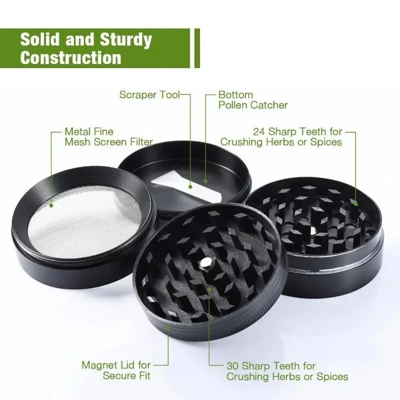 4 Layer 3 inches LARGE Portable Zinc Alloy Grinder Herb & Spice Tobacco-Grinder