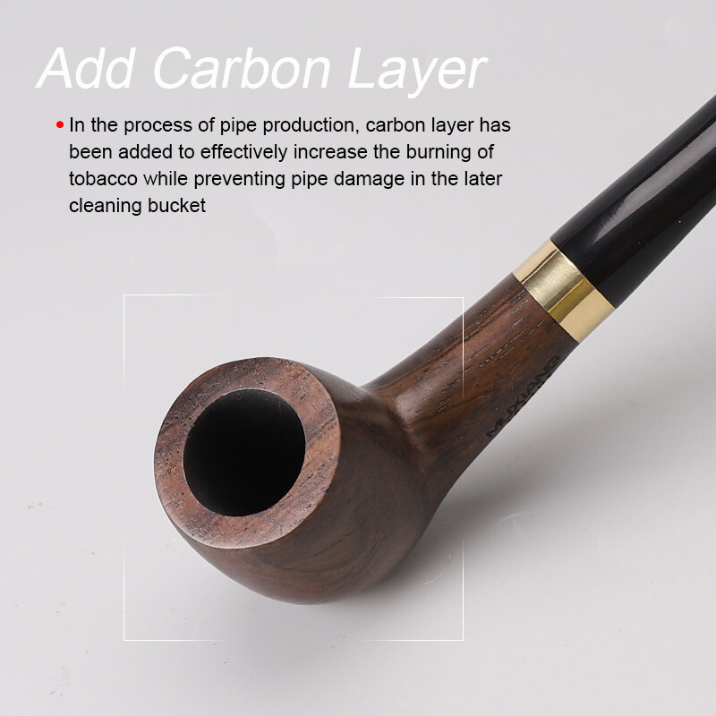MUXIANG Ebony Wooden Smoking Pipe 9mm Filter Straight Stem Tobacco Pipe 10 Tools