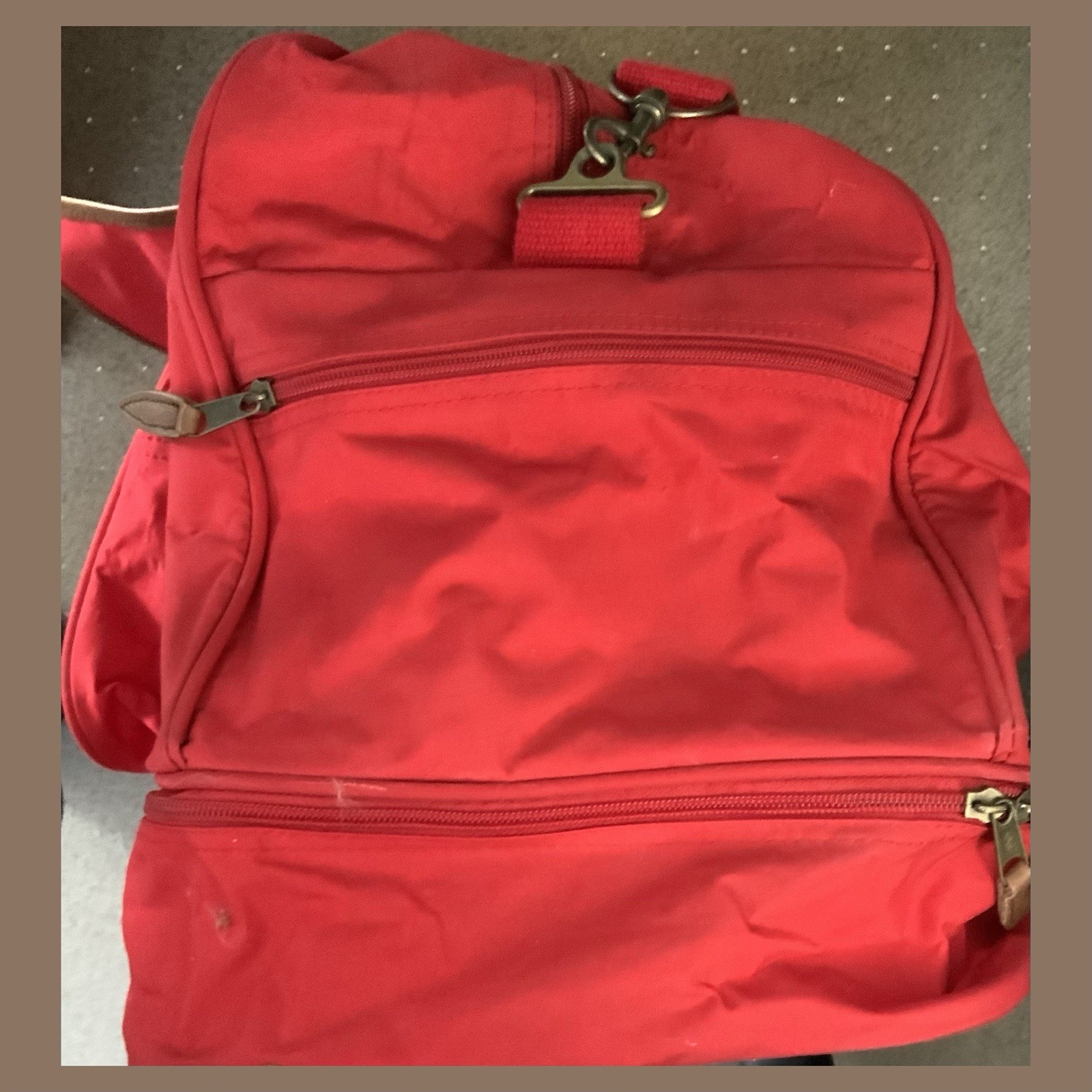 Vtg 1990s Marlboro Country Store Red Canvas Leather Shoulder Travel Duffle Bag