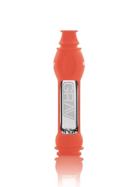 GRAV 4″ Octo Taster 16mm Chillum One Hitter Silicone Glass Smoking Bowl- ORANGE