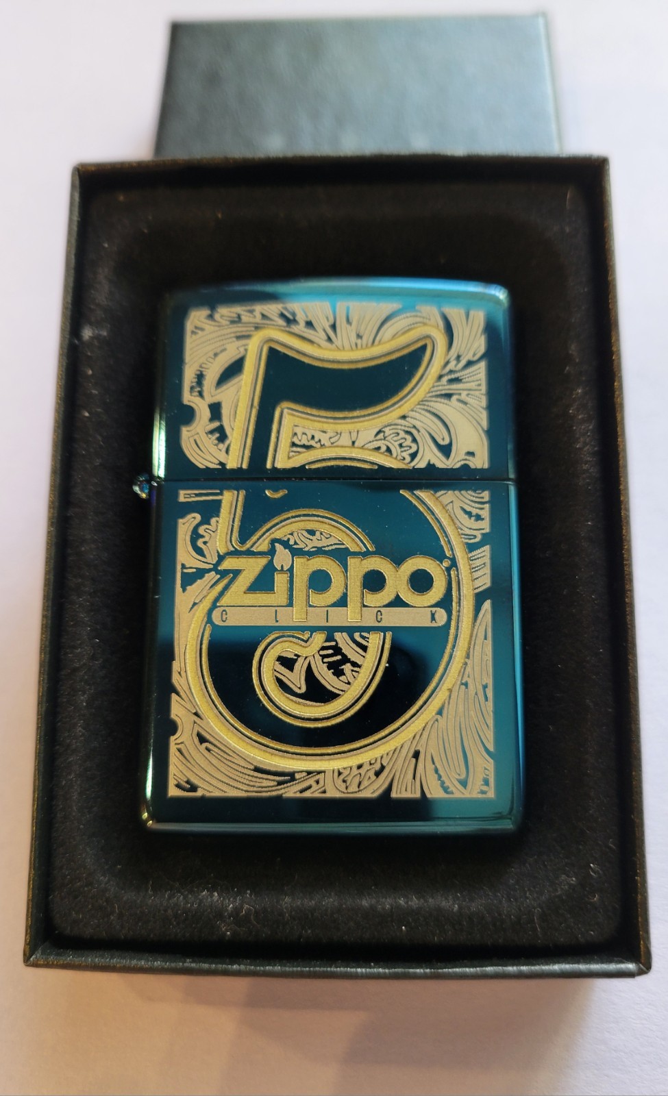 Zippo 2007 CLICK Club 5th Anniversary Sapphire Lighter NEW ++ FREE SHIPPING ++