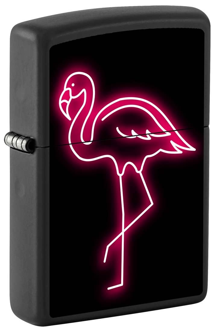 Zippo Pink Flamingo in Neon Lighter, Black Matte NEW IN BOX