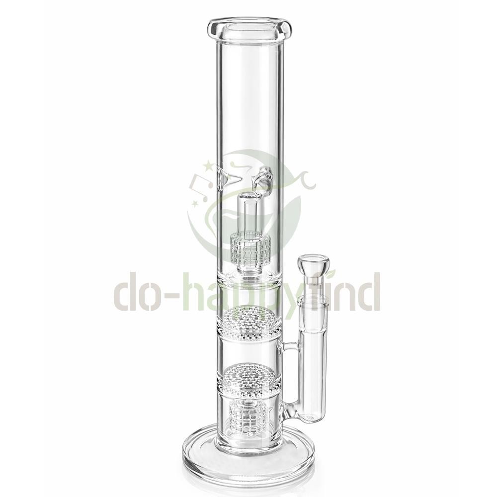 14inch Glass Water Pipe Bong 4 Percolators – 2 Honeycomb Percs + 2 Matrix Perc