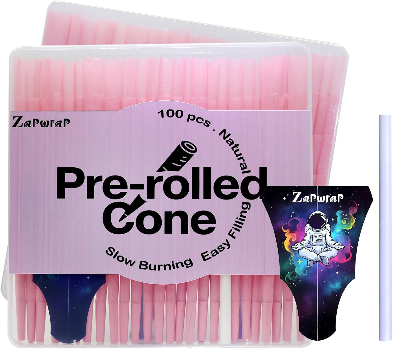 100 PACK Pink Cones Rolling Paper | King Size | 108mm | Pre Rolled Cones with…