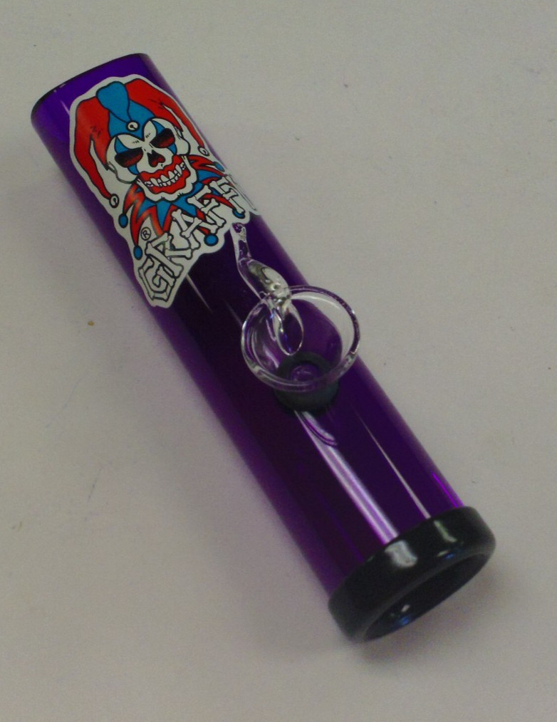 GRAFFIX 6.5” ACRYLIC PLASTIC STEAMROLLER TOBACCO HAND PIPE SMOKING CLEAR PURPLE